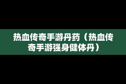 热血传奇手游丹药（热血传奇手游强身健体丹）