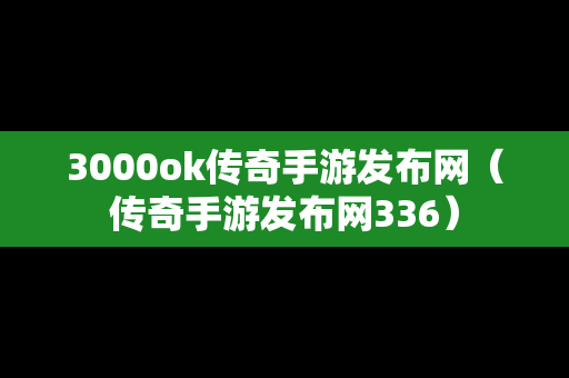 3000ok传奇手游发布网（传奇手游发布网336）