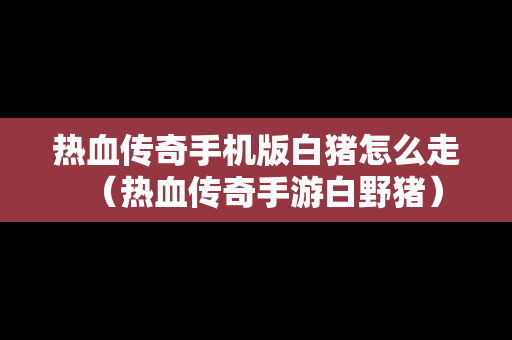 热血传奇手机版白猪怎么走（热血传奇手游白野猪）