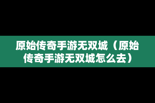 原始传奇手游无双城（原始传奇手游无双城怎么去）