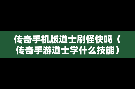 传奇手机版道士刷怪快吗（传奇手游道士学什么技能）