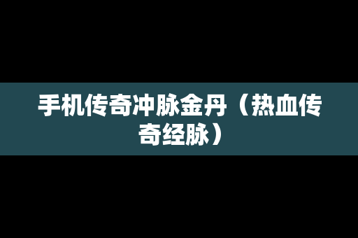 手机传奇冲脉金丹（热血传奇经脉）