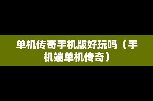 单机传奇手机版好玩吗（手机端单机传奇）