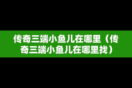 传奇三端小鱼儿在哪里（传奇三端小鱼儿在哪里找）