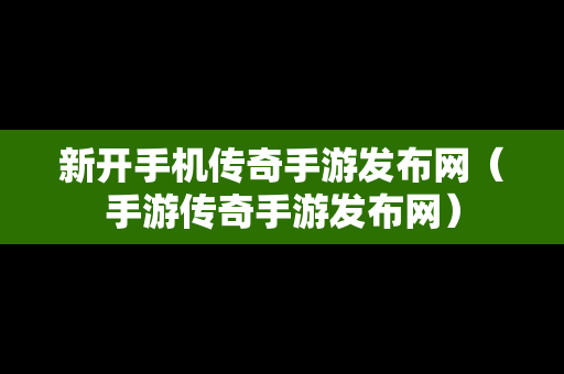 新开手机传奇手游发布网（手游传奇手游发布网）