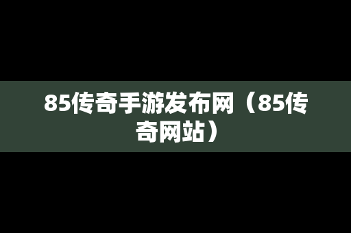 85传奇手游发布网（85传奇网站）