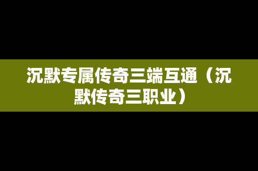 沉默专属传奇三端互通（沉默传奇三职业）