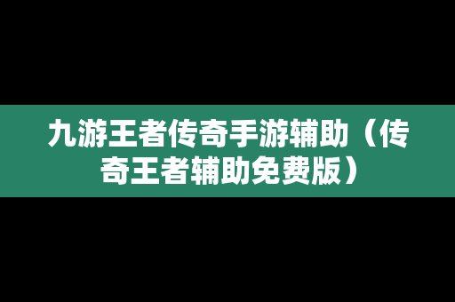 九游王者传奇手游辅助（传奇王者辅助免费版）