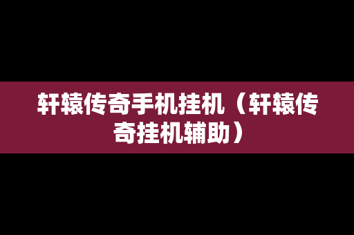 轩辕传奇手机挂机（轩辕传奇挂机辅助）