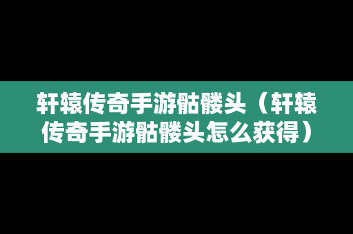 轩辕传奇手游骷髅头（轩辕传奇手游骷髅头怎么获得）