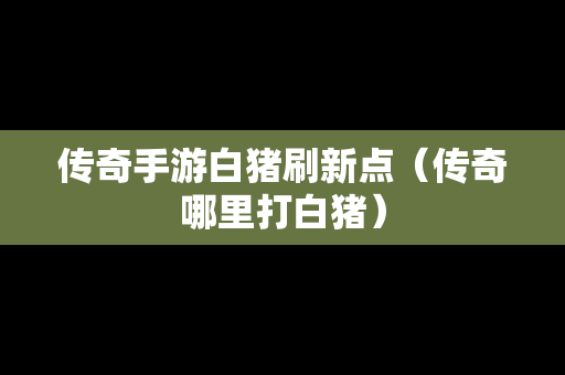 传奇手游白猪刷新点（传奇哪里打白猪）